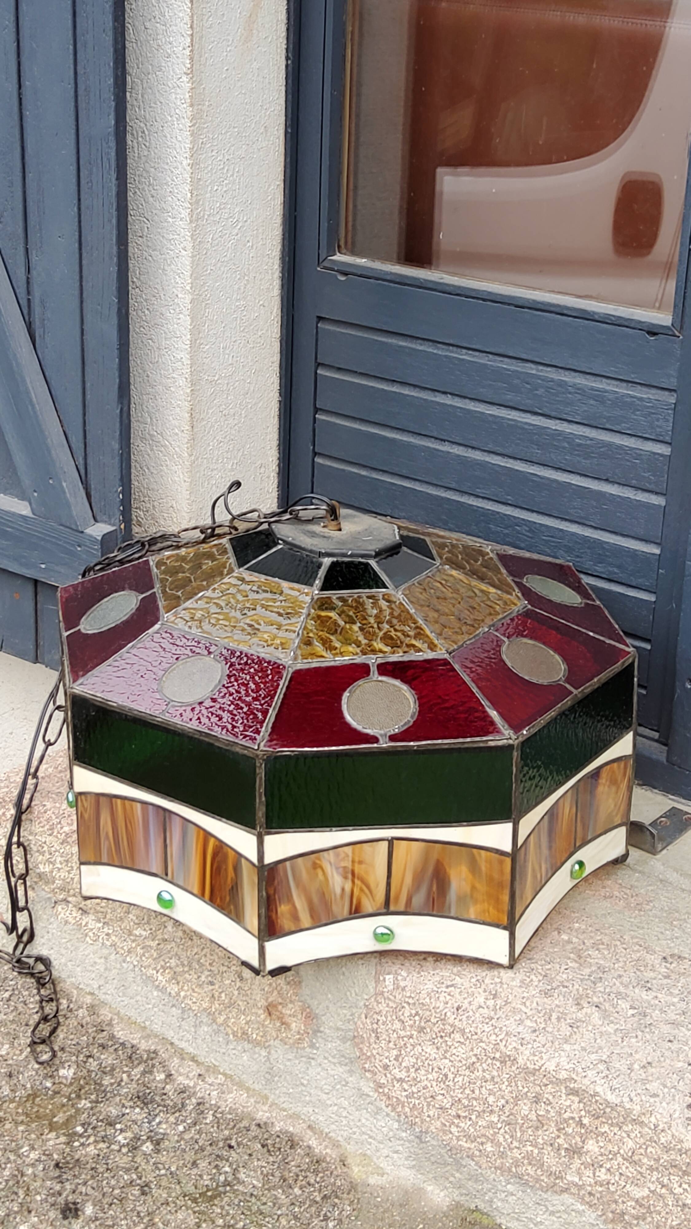 Art style stained glass suspension, diameter 58cm