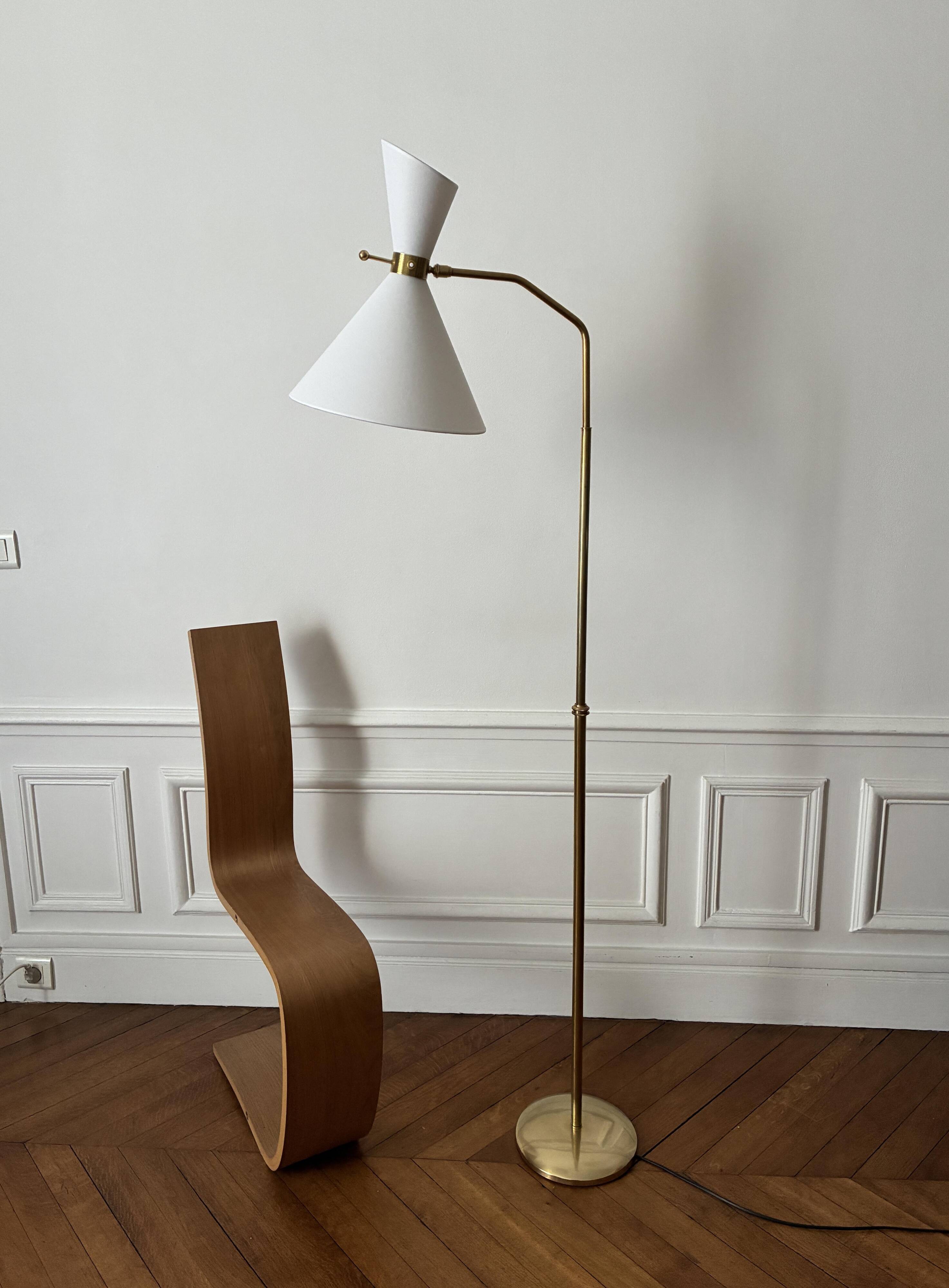 Adjustable Diabolo floor lamp in brass - 1950s
