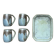 Set of 4 cups and 1 signed brutalist tray.