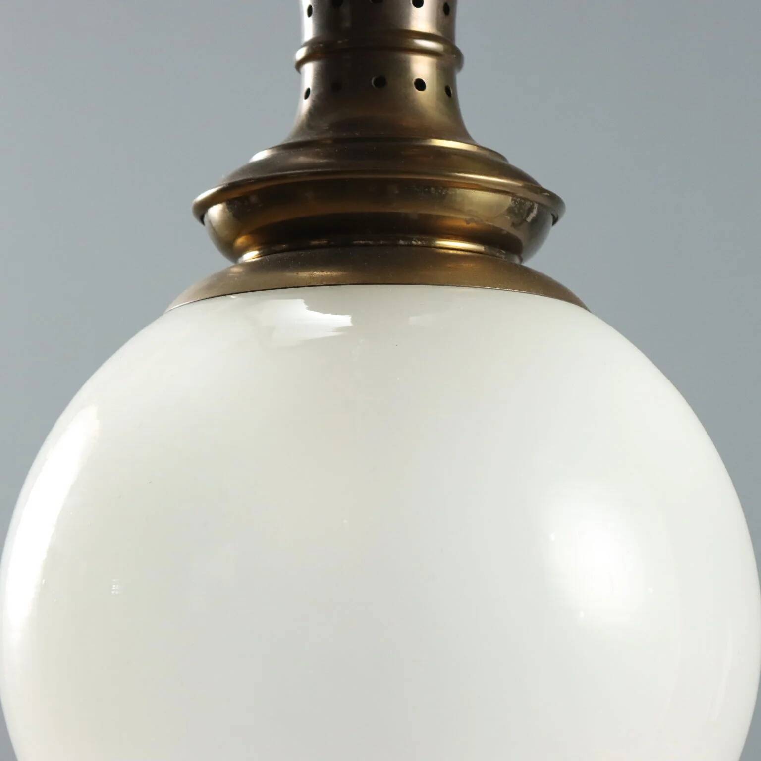 Vintage glass and brass pendant, Italy, 1950s