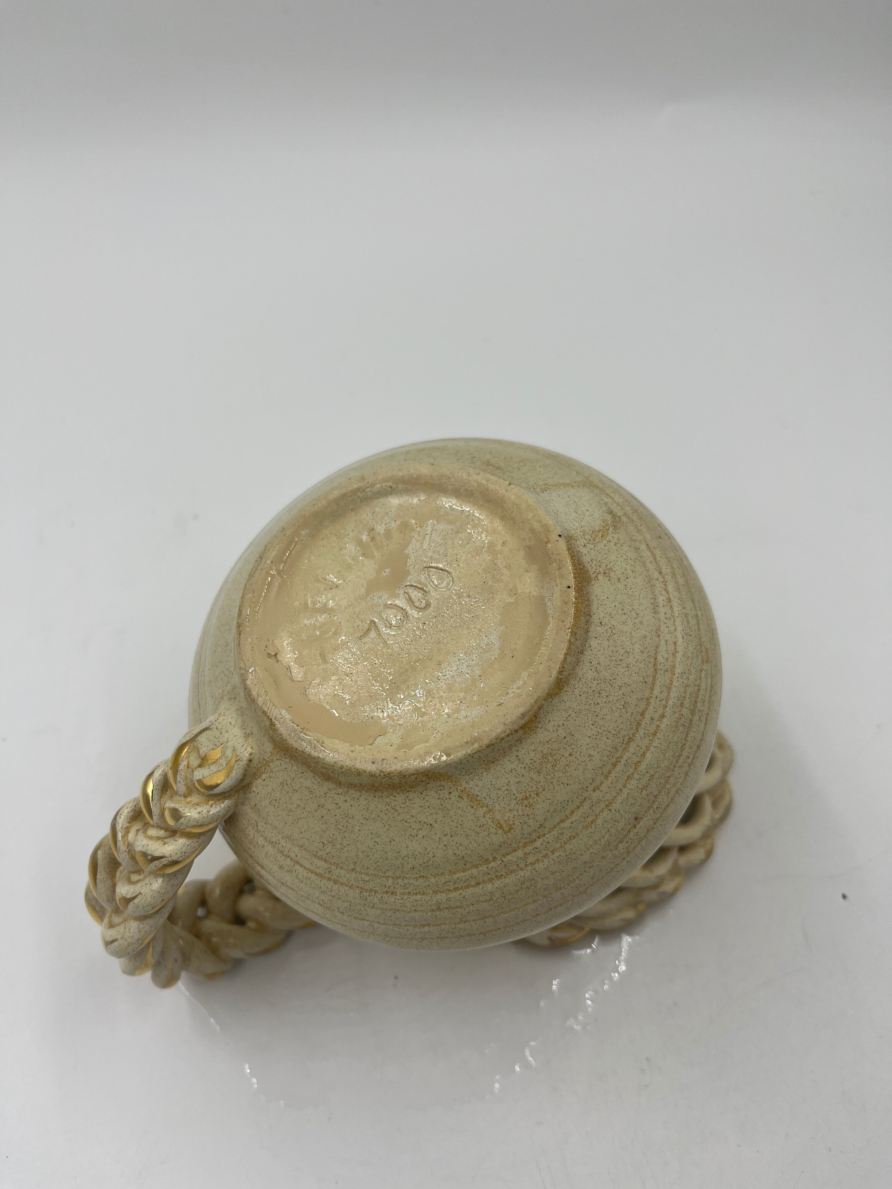 Beige vase in the shape of a jug, Art Deco, Thulin pottery.