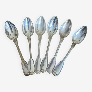 Set of 6 silver metal spoons