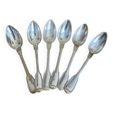 Set of 6 silver metal spoons