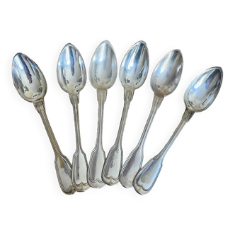 Set of 6 silver metal spoons