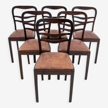 Art deco chairs, poland, 1950s, set of 6