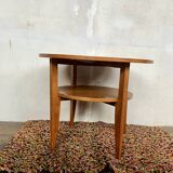 vintage round coffee table in light oak
