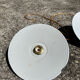 Trio suspension abat jour vintage tôle émaillée verte et blanche