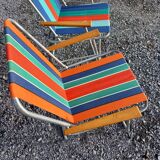 2 folding armchairs camping or beach vintage 1970