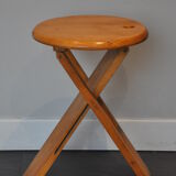 Folding pine stool in 70s