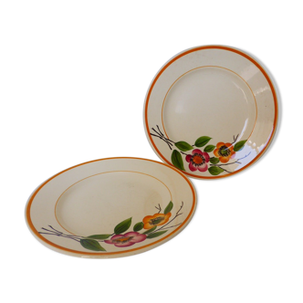 Lot de 2 assiettes plates vintage de Sarreguemines modèle Montgeron en porcelaine