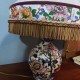 Gien earthenware lamp with peony decoration