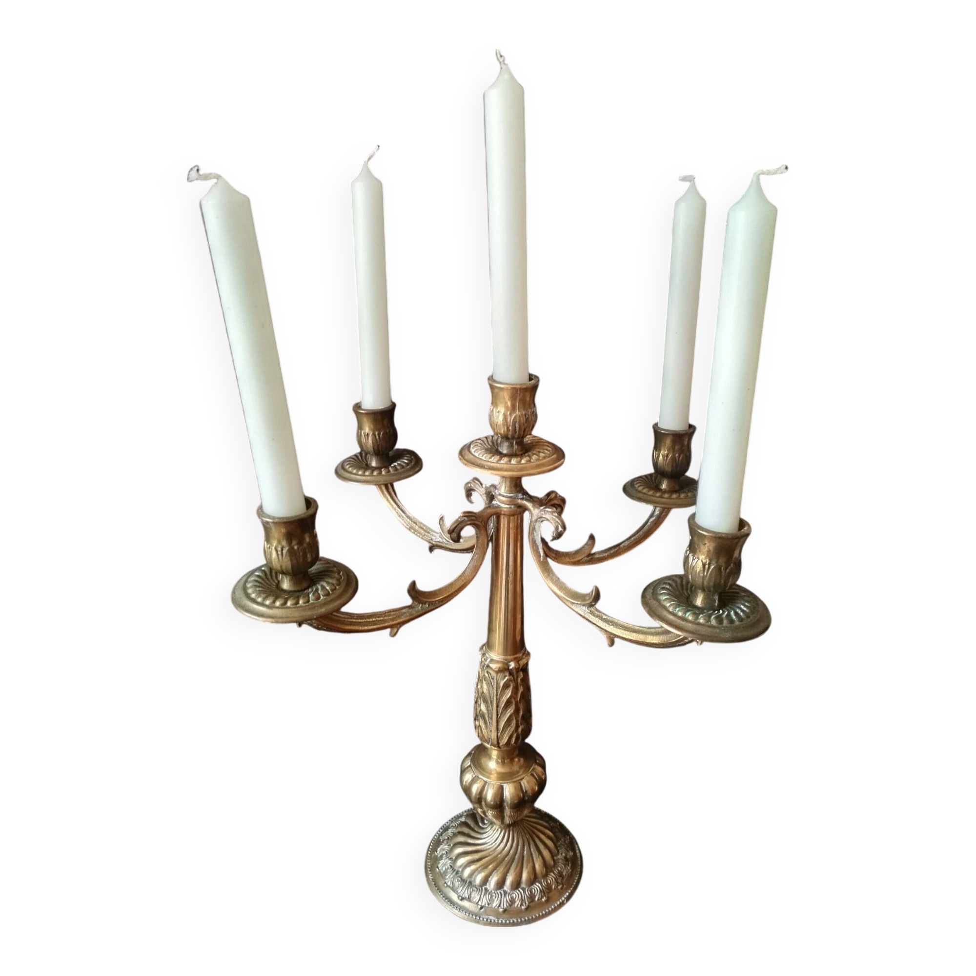 Old candelabra with 5 arms in chiseled bronze