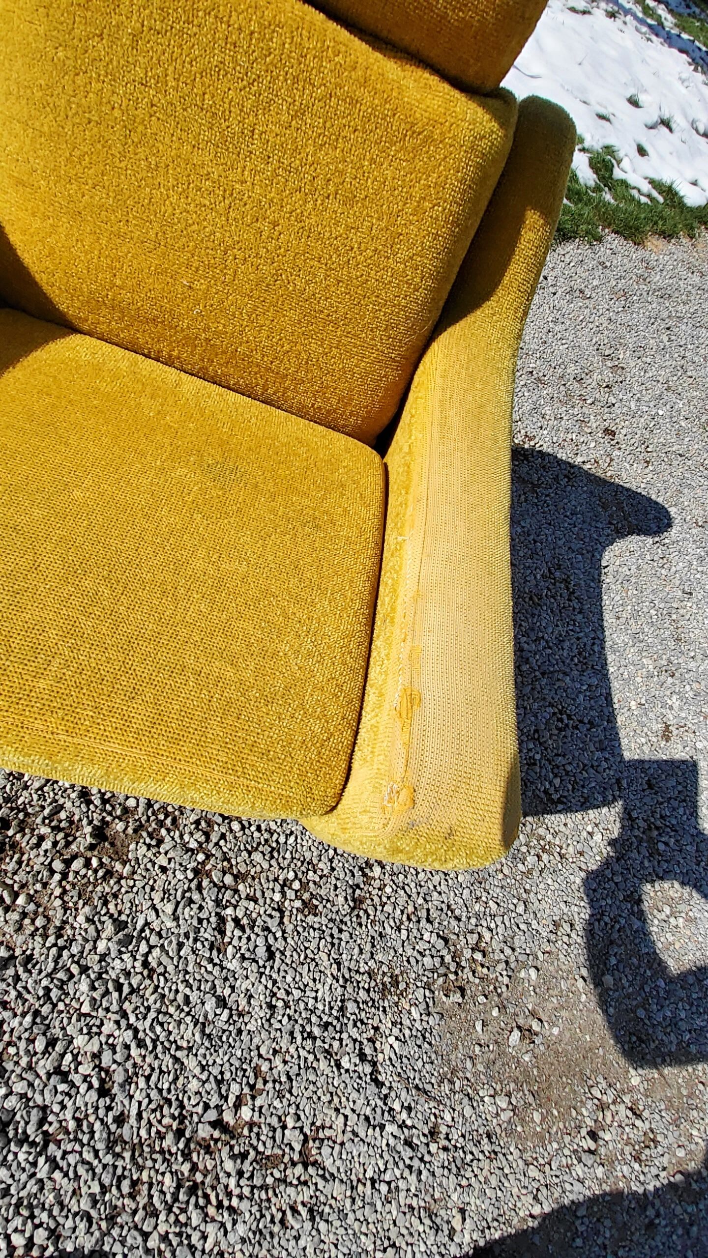 Armchair of the 70s velvet base sleigh in solid mahogany