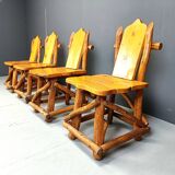 Vintage brutalist dining chairs, set of 4 - 1960s