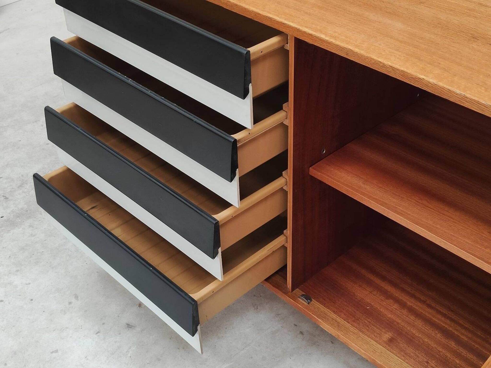 U-458 black and white sideboard by Jiri Jiroutek for Interier Praha