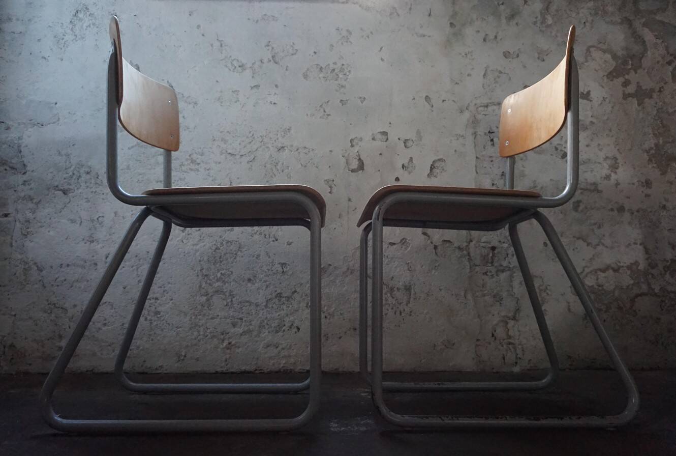 Industrial vintage Chairs Willem Hendrik Gispen for Gispen 1950s, Set of 2