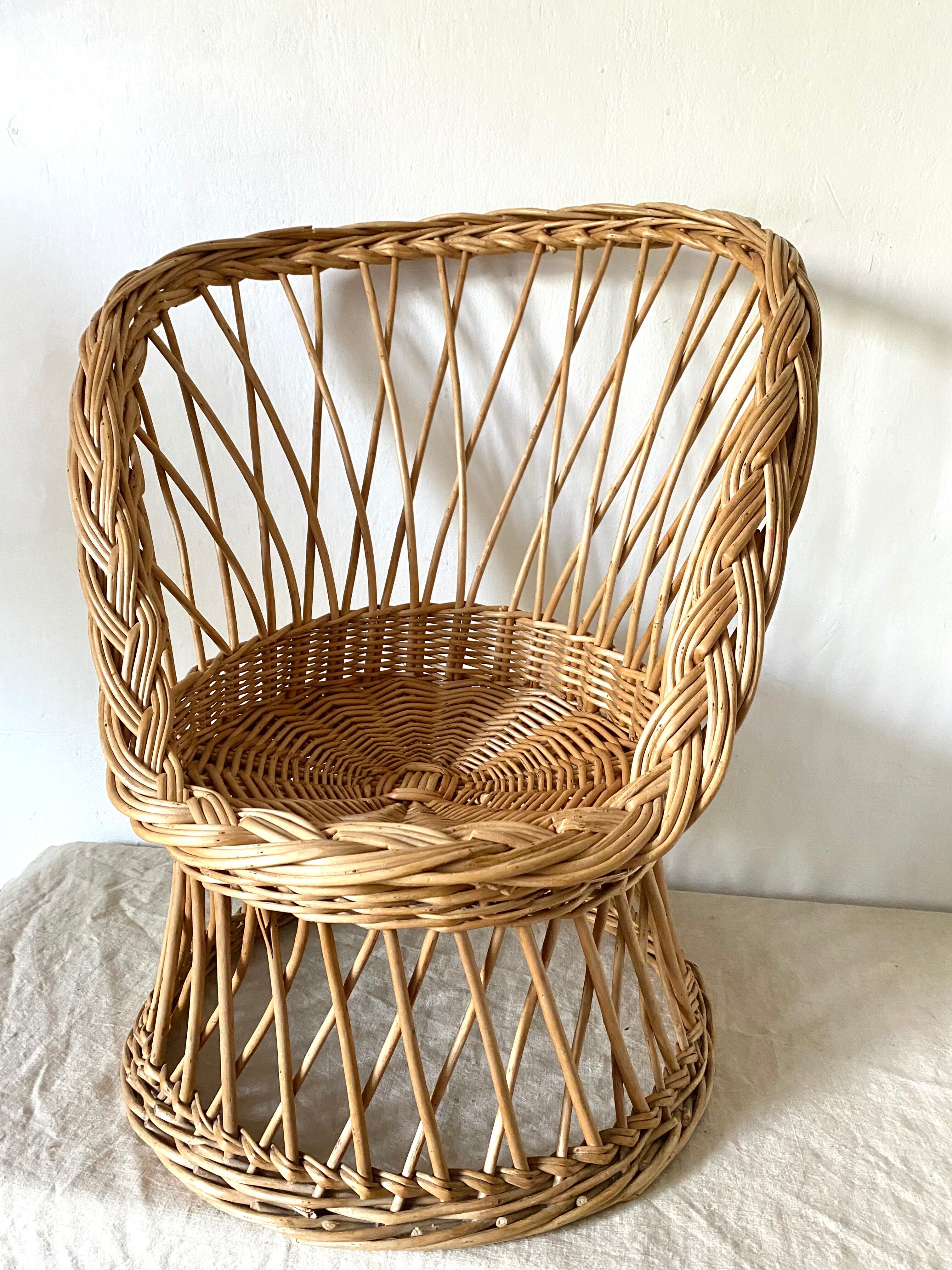 Vintage rattan armchair for children