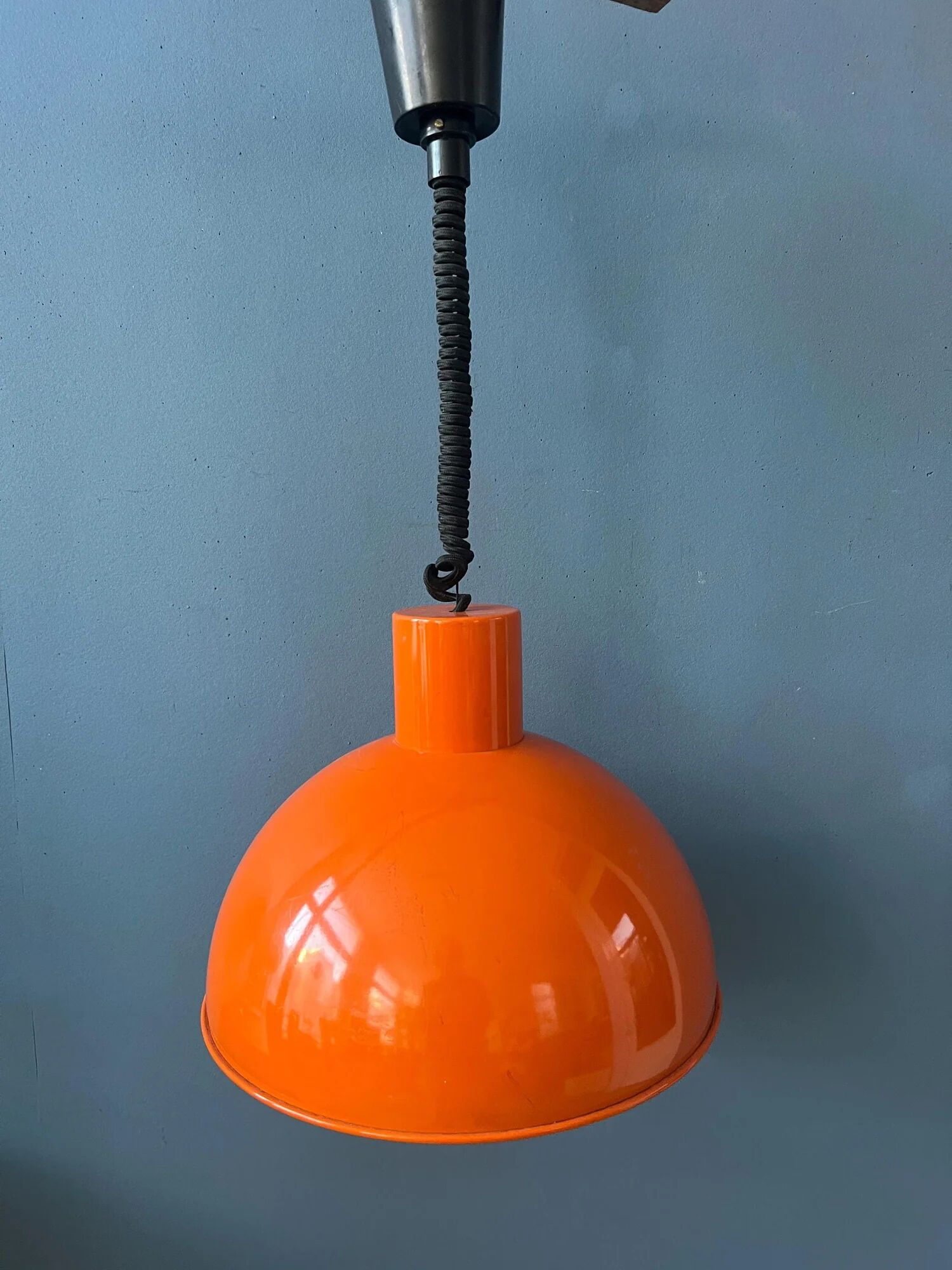 Orange Fog & Morup enamel pendant lamp by Joe Hammerborg