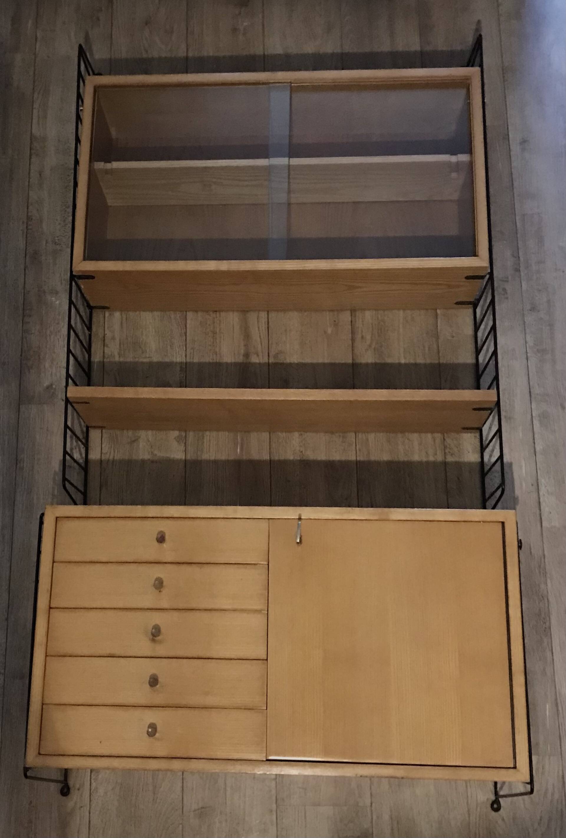 String wall unit, shelf unit and display case, Sweden 1960