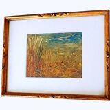 Painting – Oil on paper framed under glass – Semi-abstract landscape 1920