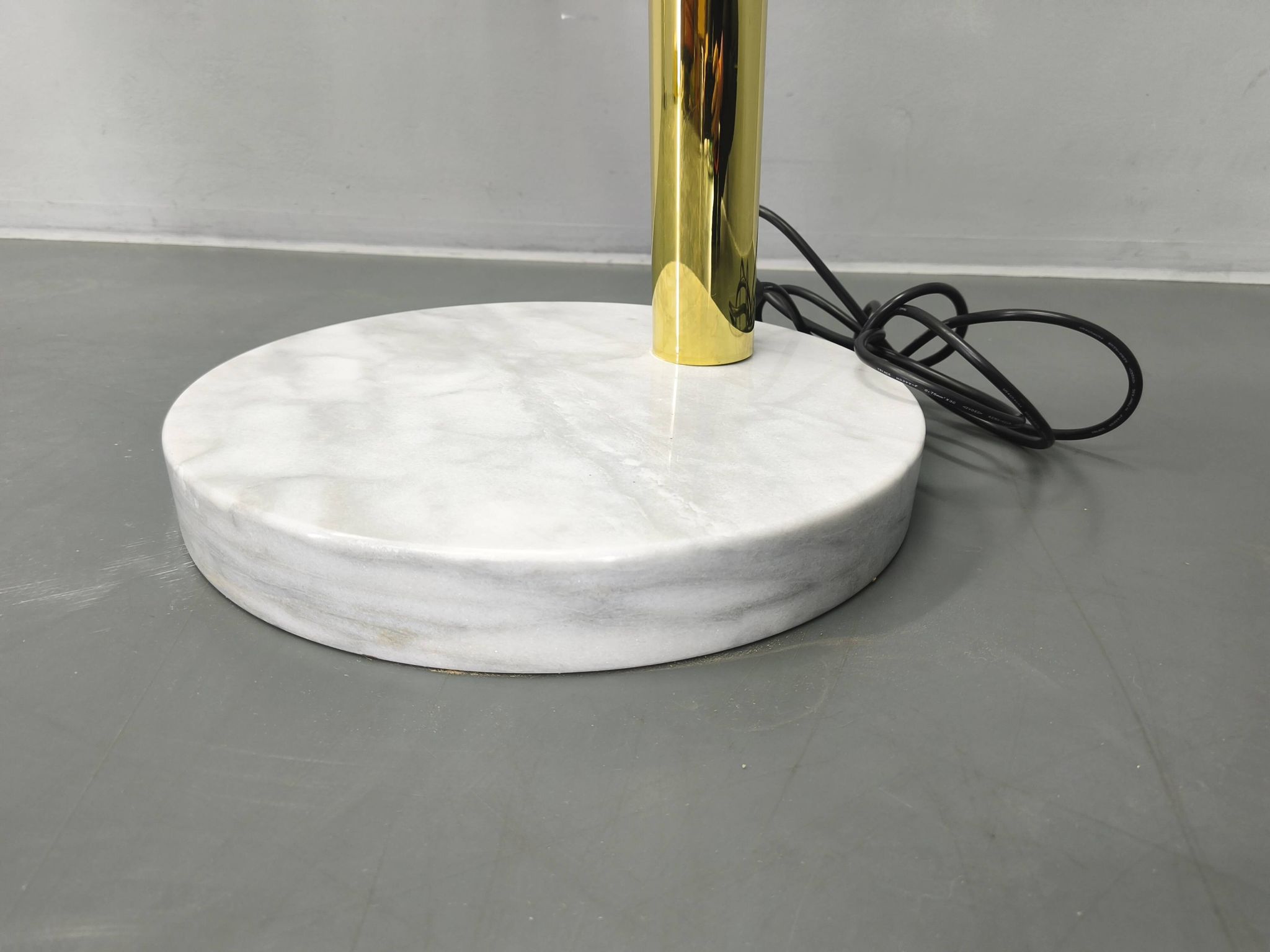 Danish Arc Floor Lamp by Bilka Brass Marble, 1970s