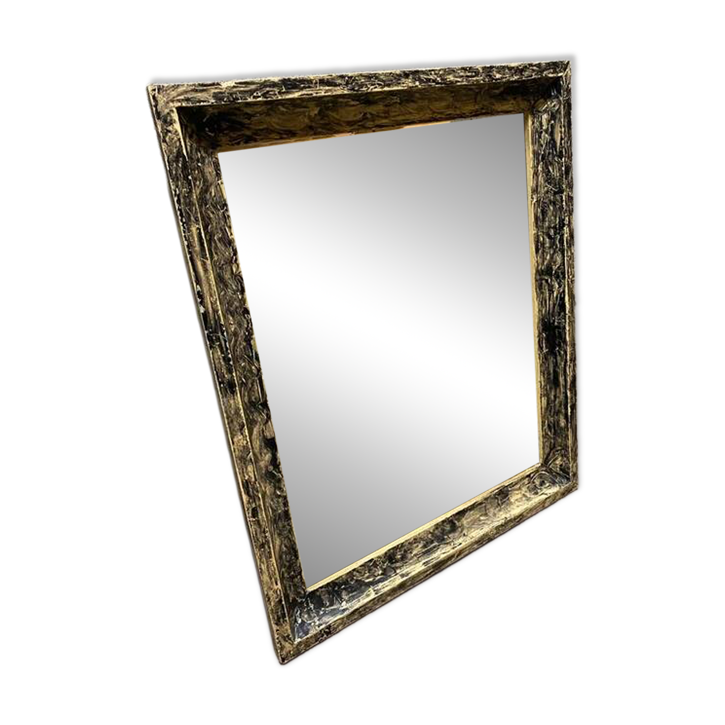 Vintage black and white wooden mirror