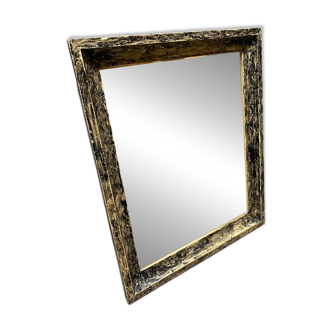 Vintage black and white wooden mirror