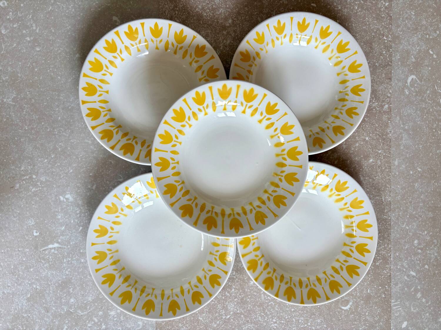 Set of 5 deep plates Lys Digoin Sarreguemines