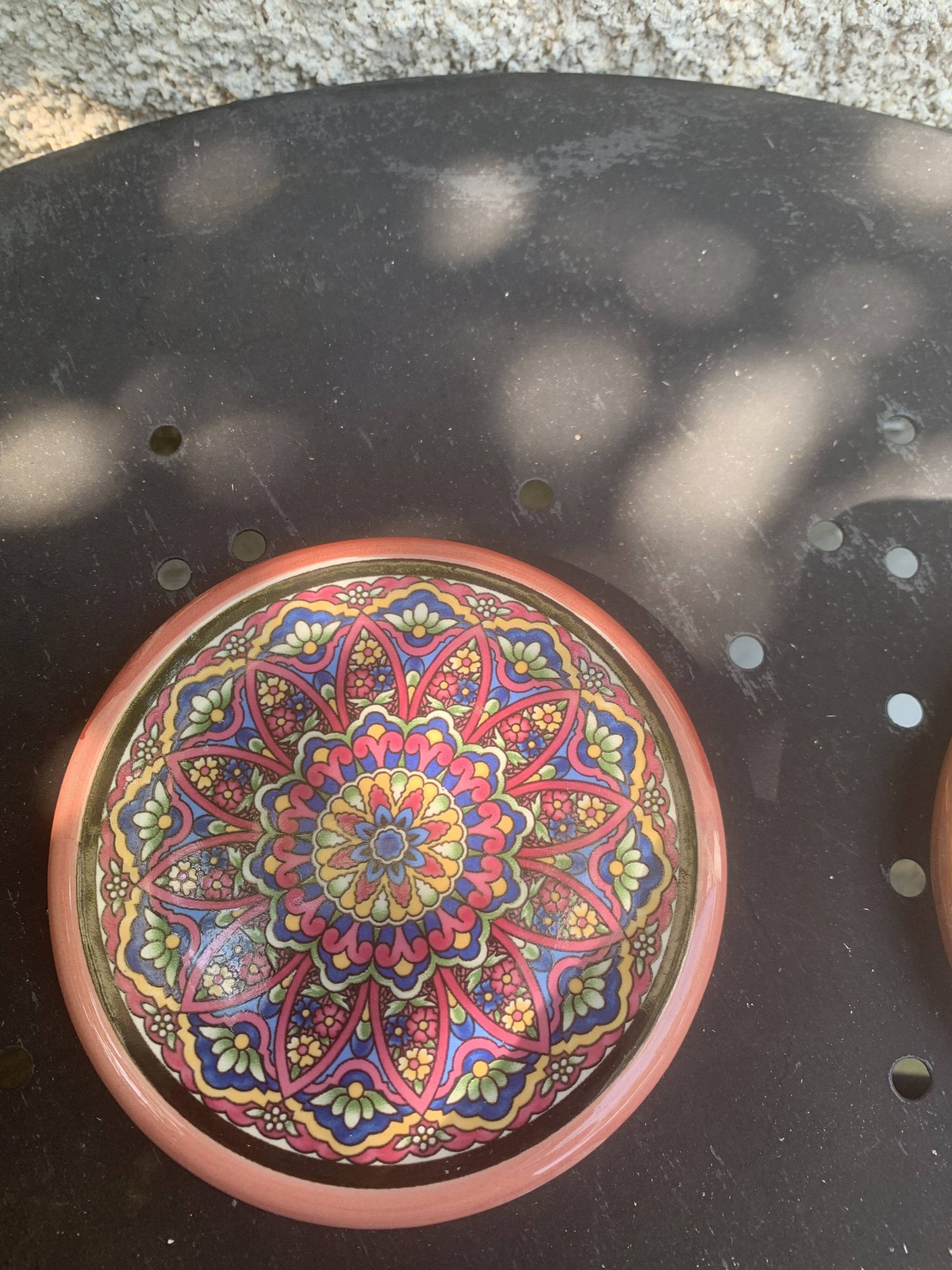 5 vintage handcrafted enameled ceramic coasters