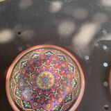 5 vintage handcrafted enameled ceramic coasters