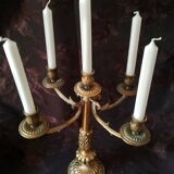 Old candelabra with 5 arms in chiseled bronze