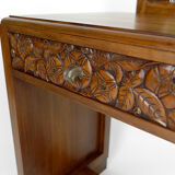 Art deco dressing table in sculpted walnut, france, circa 1930