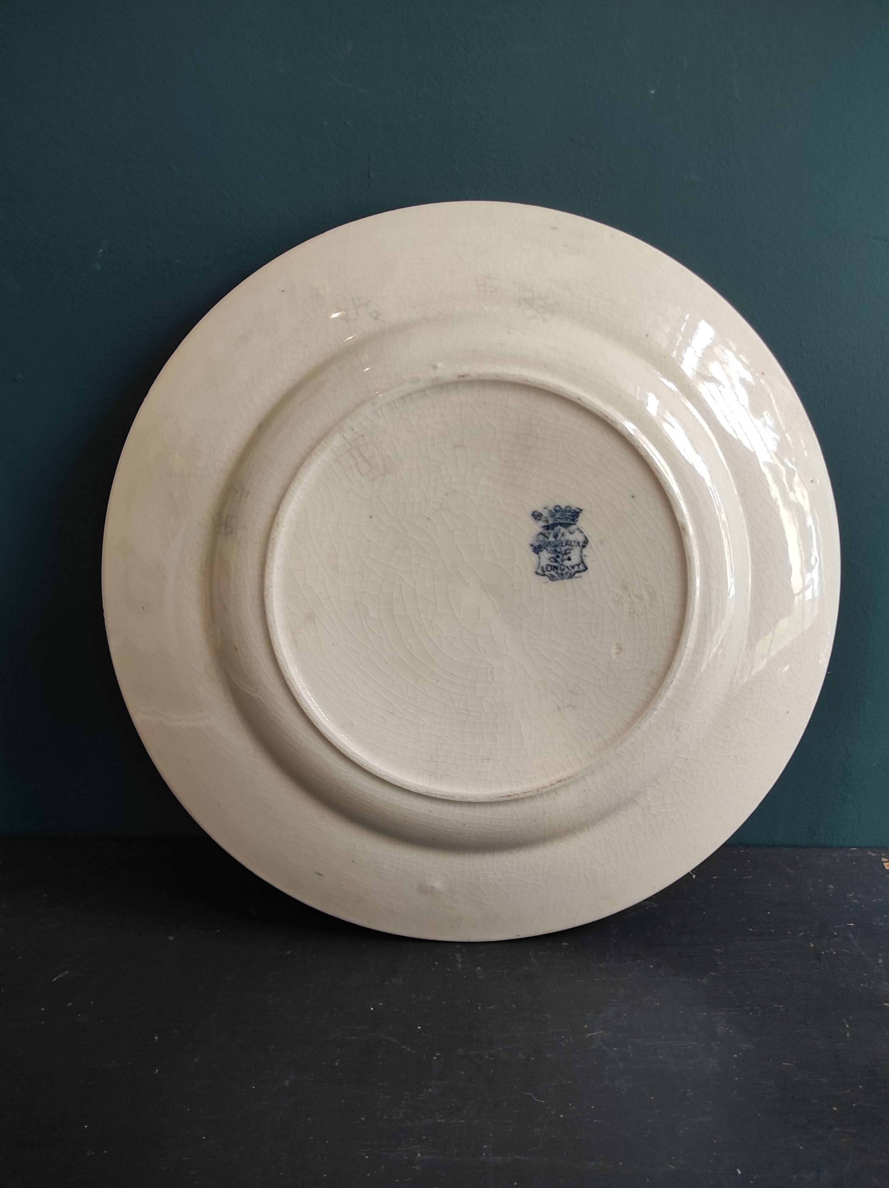 French vintage round serving plate, 30cm diameter, Longwy, mod. Bordeaux