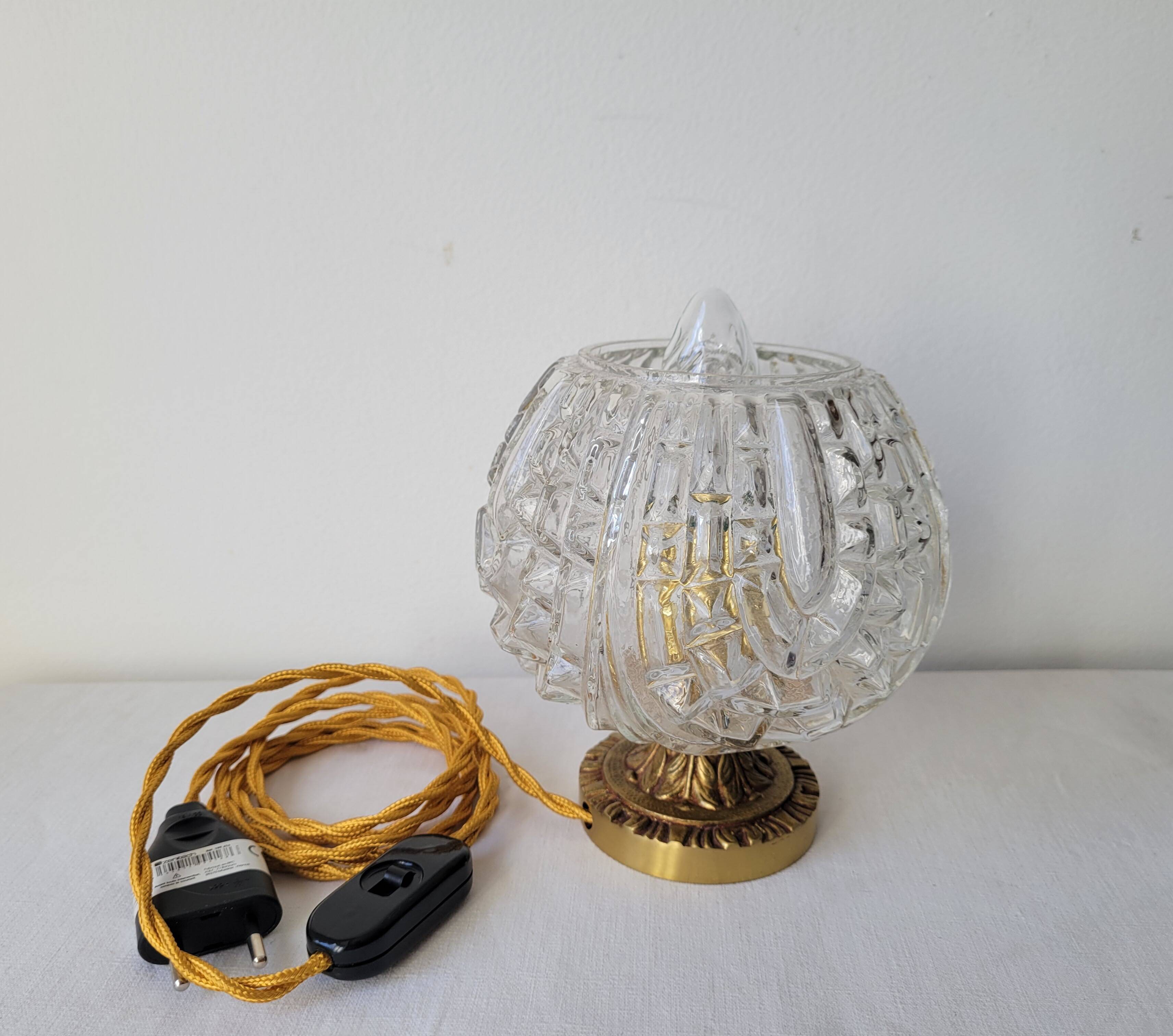 Art Deco bronze and glass lamp