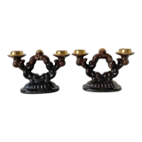 Pair of vintage ceramic candlesticks from the 1950s