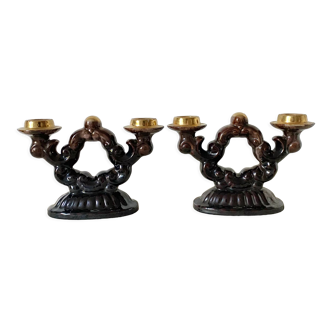 Pair of vintage ceramic candlesticks from the 1950s