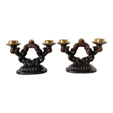 Pair of vintage ceramic candlesticks from the 1950s