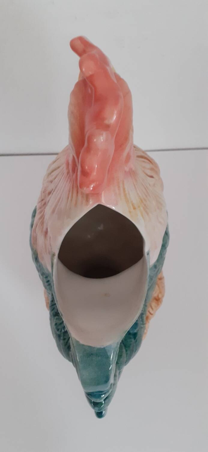 Vintage barbotine rooster pitcher