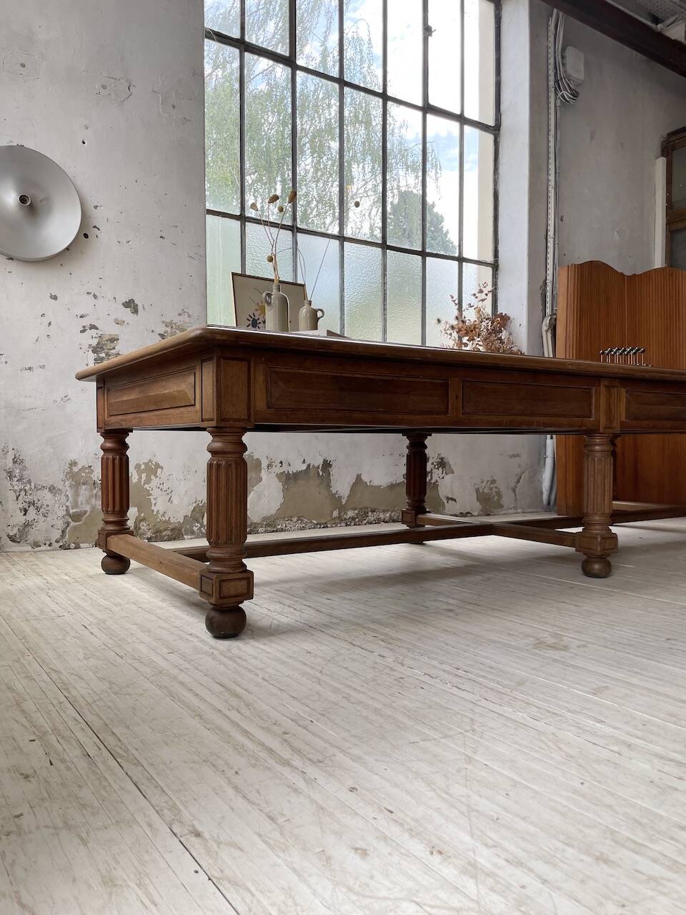 Solid walnut farmhouse castle table 1900 XXL
