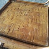 3-tier rattan and bamboo shelf from the 70s vintage