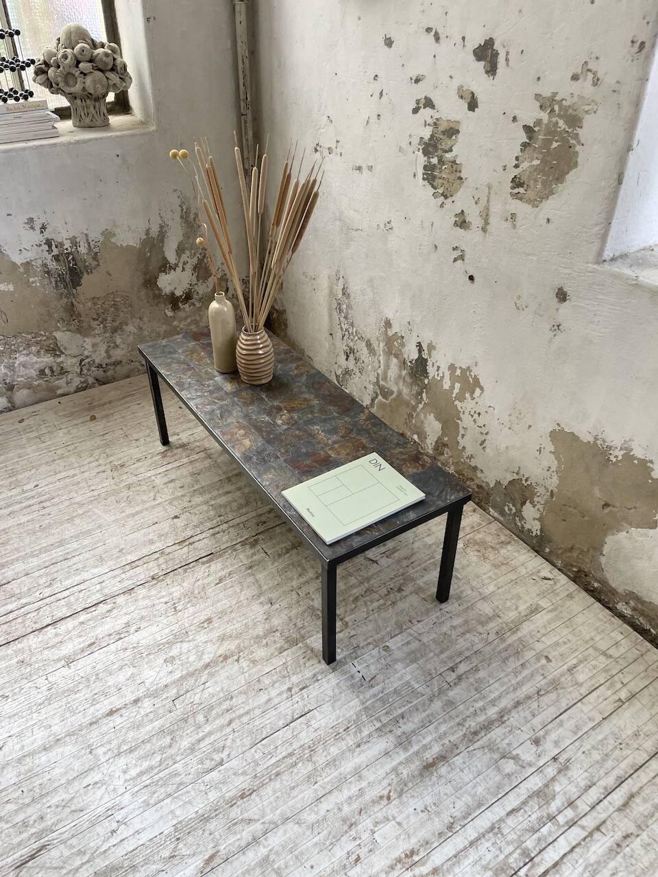 1950s slate coffee table