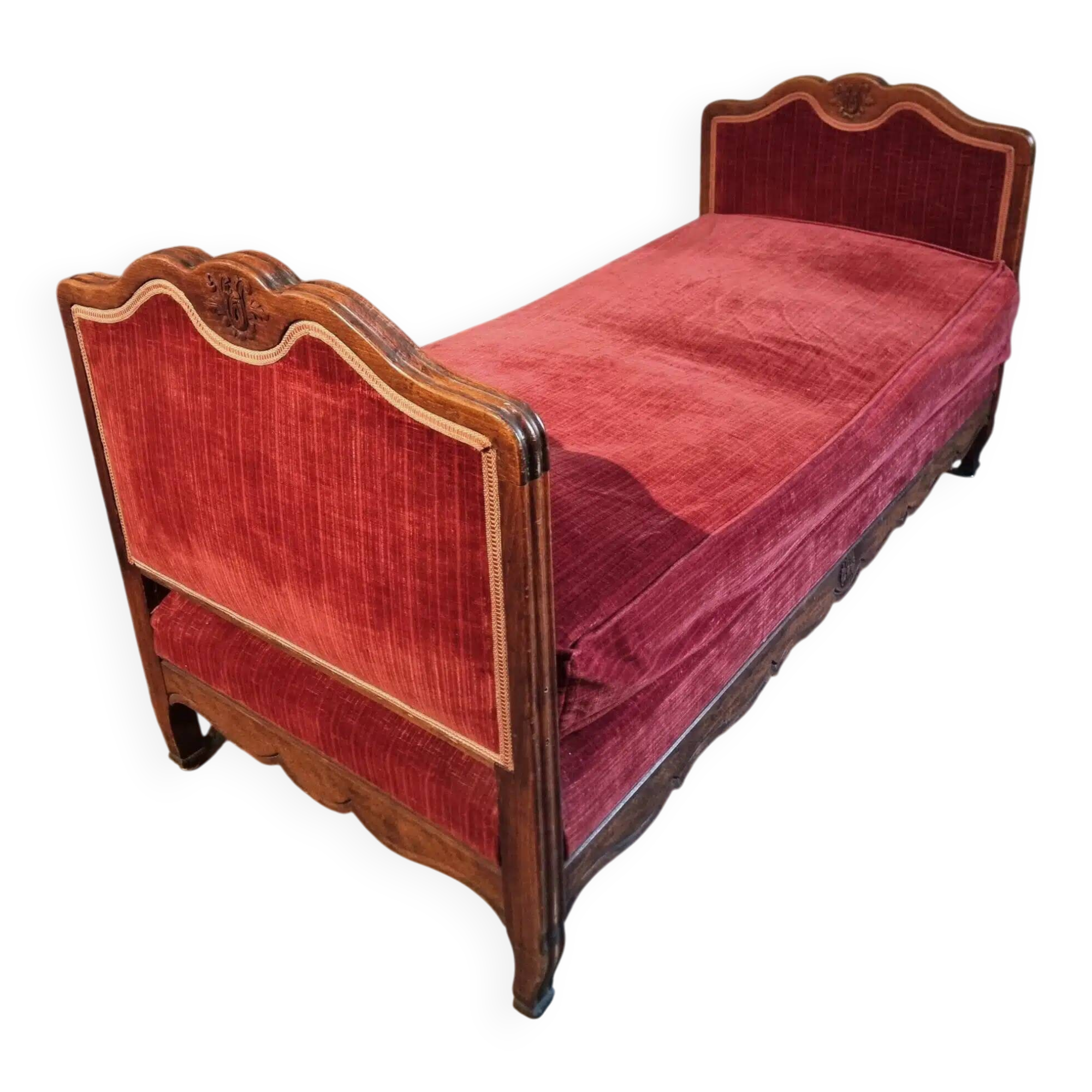 Antique French Louis XV style daybed – single bed – adjustable leg – beech frame – circa 1880–1920