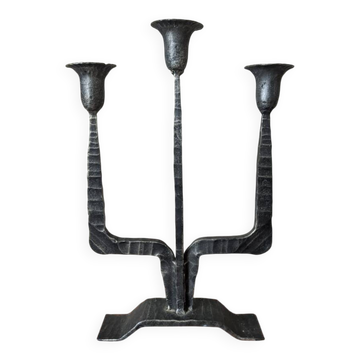 3-arm chandelier, ironwork, brutalist design, handmade