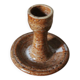 Vintage speckled rust round stoneware candlestick