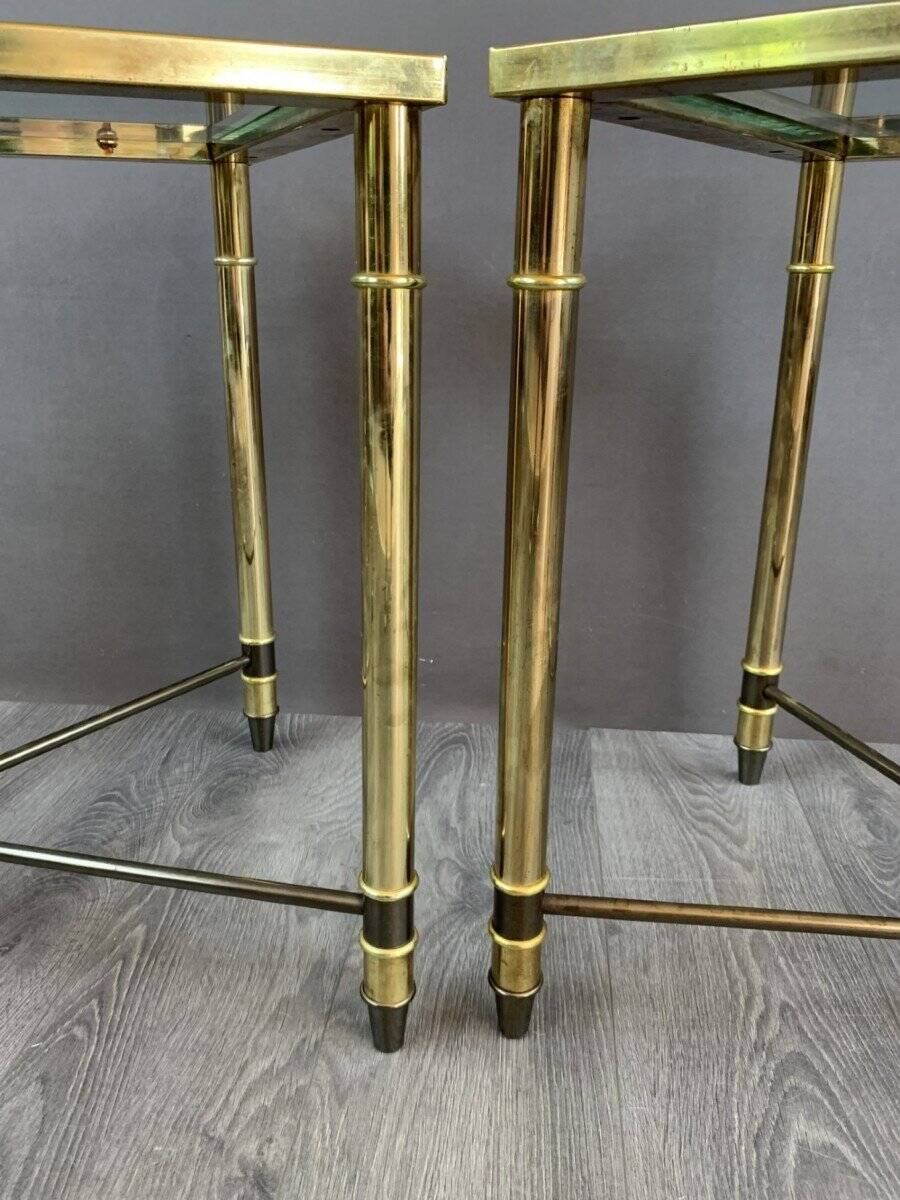 Pair of 20th Century Metal and Glass Side Tables
