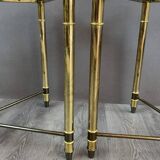 Paire de tables d’appoint en métal et verre, XXème siècle