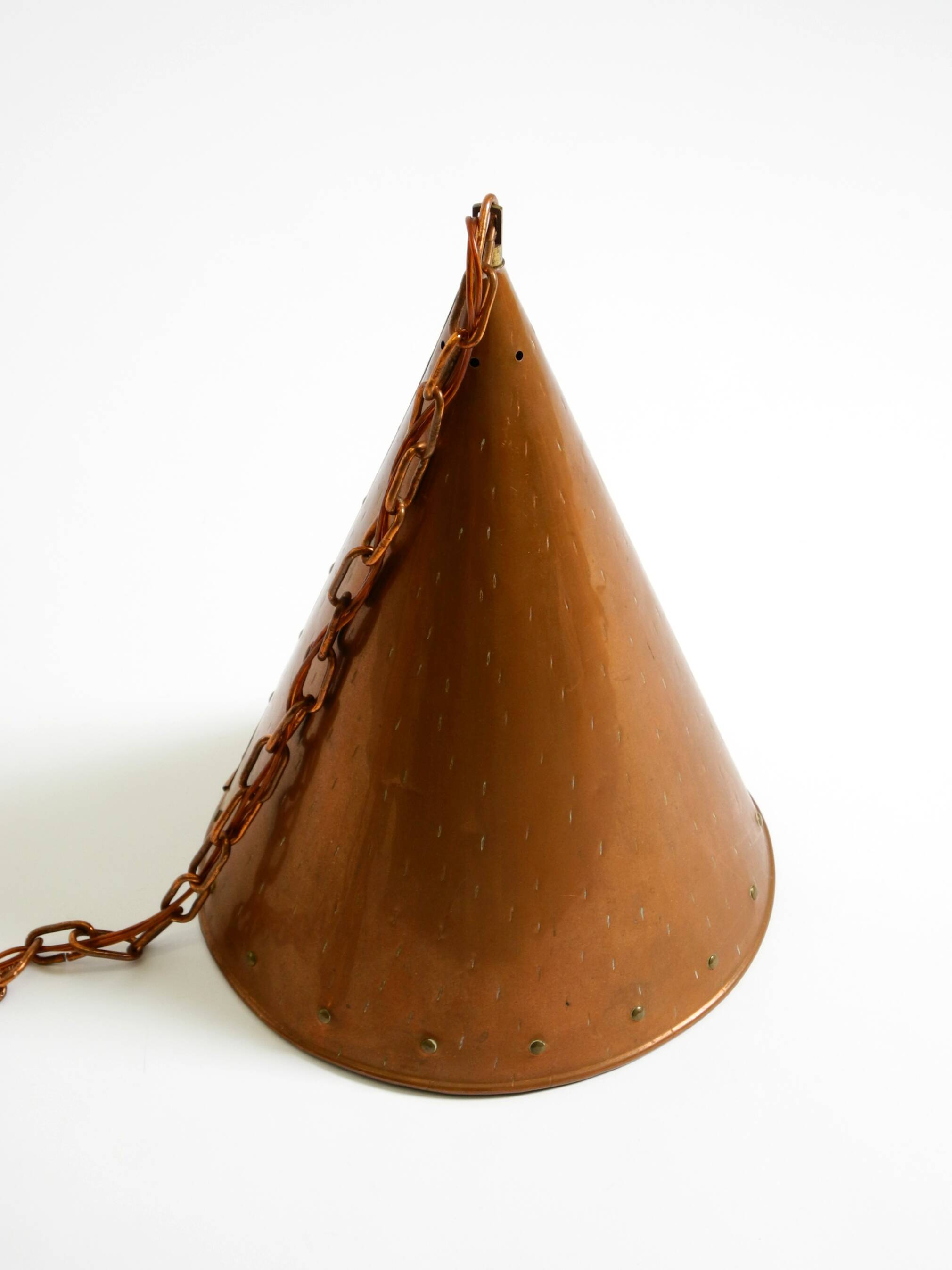 1960s cone pendant lamp in copper by th. valentiner copenhagen denmark