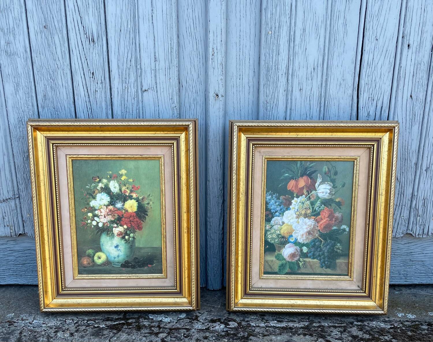 2 Tableaux Bouquet de fleurs en vase signes