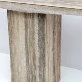 Mid Century Italian Unfilled Travertine and Brass Inlay Console Table