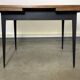 Rectangular extendable wooden table and black steel compass legs with 2 extensions France